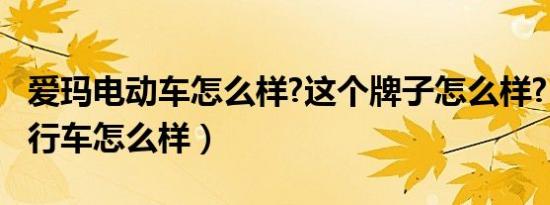爱玛电动车怎么样?这个牌子怎么样?（爱玛自行车怎么样）