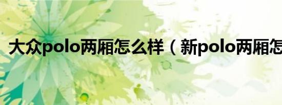大众polo两厢怎么样（新polo两厢怎么样）