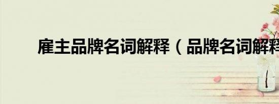 雇主品牌名词解释（品牌名词解释）