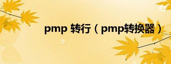 pmp 转行（pmp转换器）