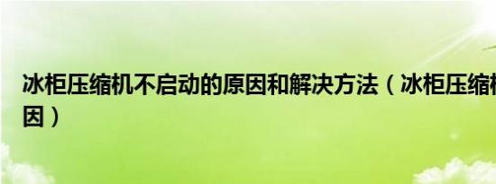 冰柜压缩机不启动的原因和解决方法（冰柜压缩机不启动原因）