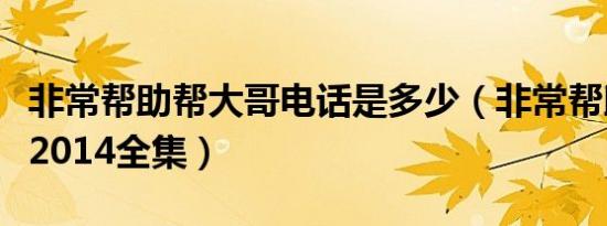非常帮助帮大哥电话是多少（非常帮助帮大哥2014全集）