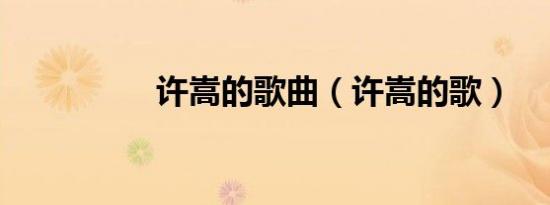 许嵩的歌曲（许嵩的歌）
