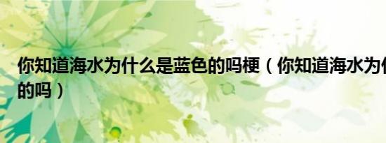 你知道海水为什么是蓝色的吗梗（你知道海水为什么是蓝色的吗）