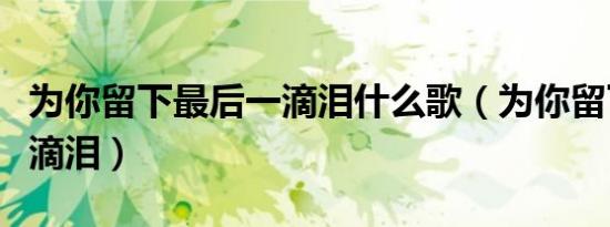 为你留下最后一滴泪什么歌（为你留下最后一滴泪）