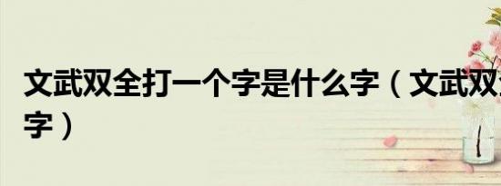 文武双全打一个字是什么字（文武双全打一个字）