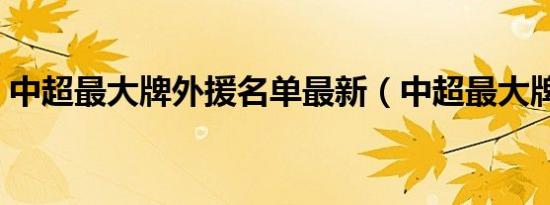 中超最大牌外援名单最新（中超最大牌外援）