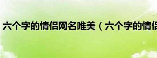 六个字的情侣网名唯美（六个字的情侣网名）
