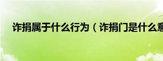 诈捐属于什么行为（诈捐门是什么意思）