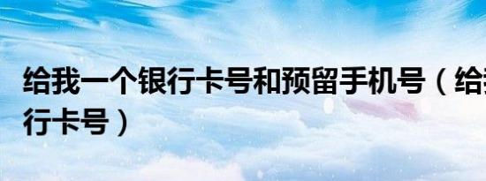 给我一个银行卡号和预留手机号（给我一个银行卡号）