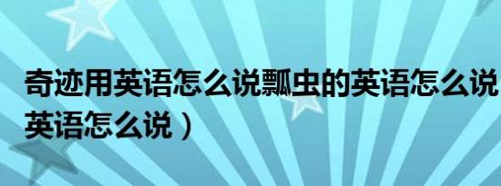奇迹用英语怎么说瓢虫的英语怎么说（奇迹用英语怎么说）