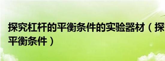 探究杠杆的平衡条件的实验器材（探究杠杆的平衡条件）