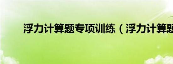 浮力计算题专项训练（浮力计算题）