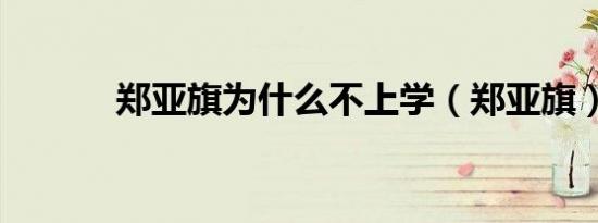 郑亚旗为什么不上学（郑亚旗）