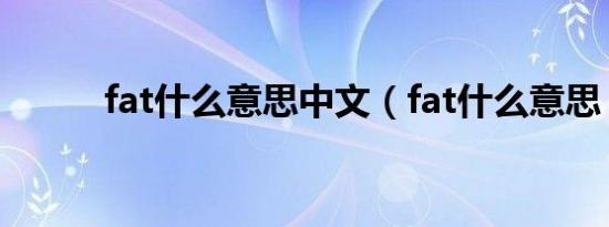 fat什么意思中文（fat什么意思）