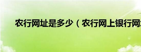 农行网址是多少（农行网上银行网址）