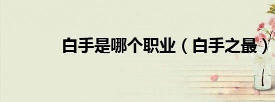 白手是哪个职业（白手之最）