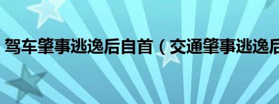 驾车肇事逃逸后自首（交通肇事逃逸后自首）