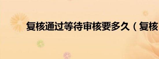 复核通过等待审核要多久（复核）