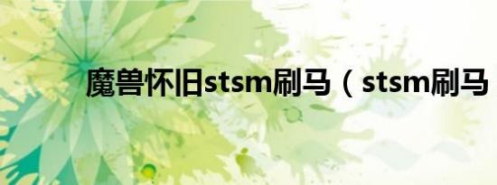 魔兽怀旧stsm刷马（stsm刷马）