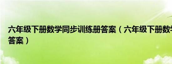 六年级下册数学同步训练册答案（六年级下册数学同步练习答案）
