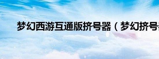 梦幻西游互通版挤号器（梦幻挤号器）