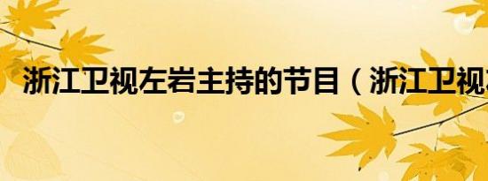 浙江卫视左岩主持的节目（浙江卫视左岩）