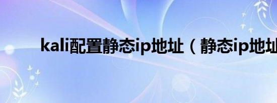 kali配置静态ip地址（静态ip地址）