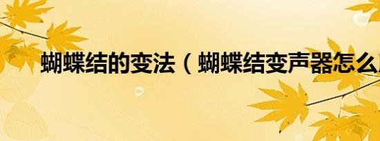 蝴蝶结的变法（蝴蝶结变声器怎么用）