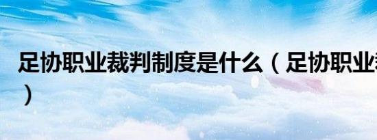 足协职业裁判制度是什么（足协职业裁判制度）
