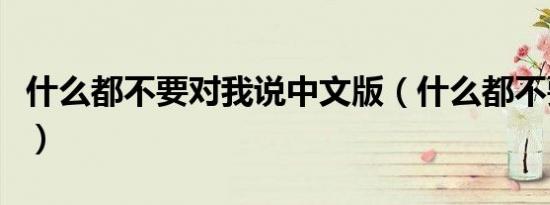 什么都不要对我说中文版（什么都不要对我说）