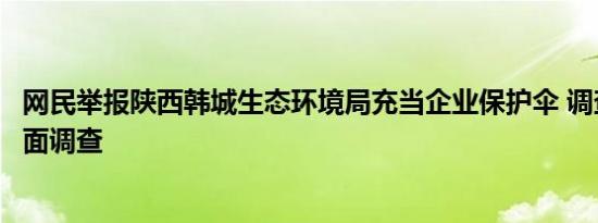 网民举报陕西韩城生态环境局充当企业保护伞 调查组开展全面调查