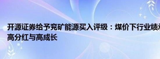 开源证券给予兖矿能源买入评级：煤价下行业绩承压，兼具高分红与高成长