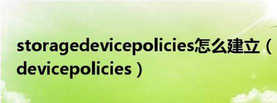 storagedevicepolicies怎么建立（storagedevicepolicies）