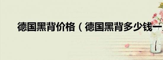 德国黑背价格（德国黑背多少钱一只）