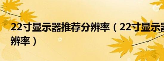 22寸显示器推荐分辨率（22寸显示器最佳分辨率）
