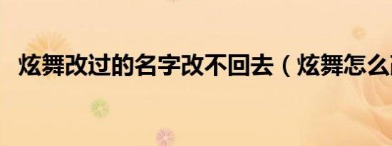 炫舞改过的名字改不回去（炫舞怎么改名）