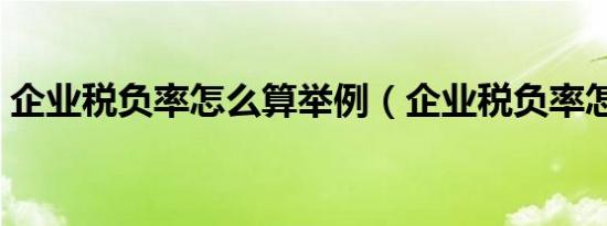 企业税负率怎么算举例（企业税负率怎么算）