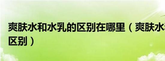 爽肤水和水乳的区别在哪里（爽肤水和水乳的区别）
