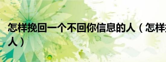 怎样挽回一个不回你信息的人（怎样挽回一个人）