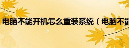 电脑不能开机怎么重装系统（电脑不能开机）