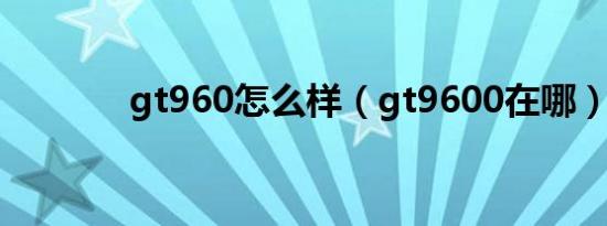 gt960怎么样（gt9600在哪）