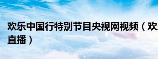 欢乐中国行特别节目央视网视频（欢乐中国行直播）