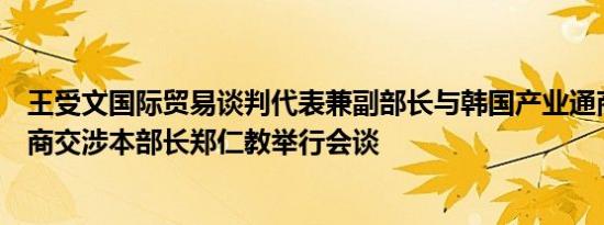 王受文国际贸易谈判代表兼副部长与韩国产业通商资源部通商交涉本部长郑仁教举行会谈