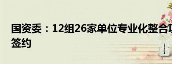 国资委：12组26家单位专业化整合项目集中签约