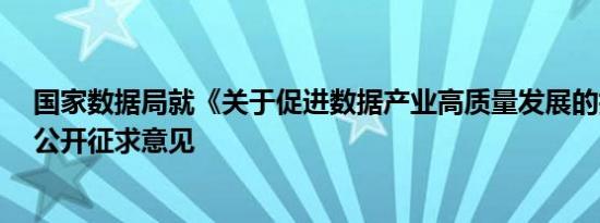 国家数据局就《关于促进数据产业高质量发展的指导意见》公开征求意见
