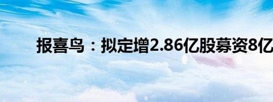 报喜鸟：拟定增2.86亿股募资8亿元