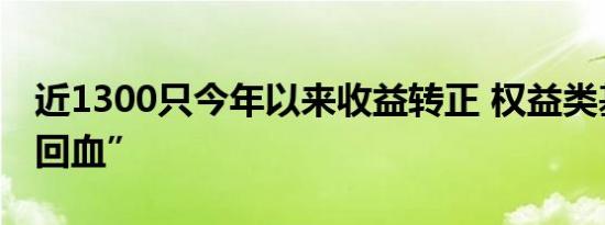 近1300只今年以来收益转正 权益类基金大“回血”