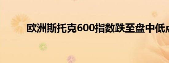 欧洲斯托克600指数跌至盘中低点