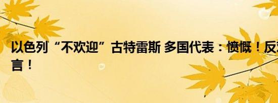 以色列“不欢迎”古特雷斯 多国代表：愤慨！反对！一派胡言！